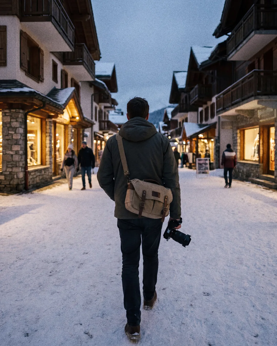 Photographer in Courchevel 1850 at night