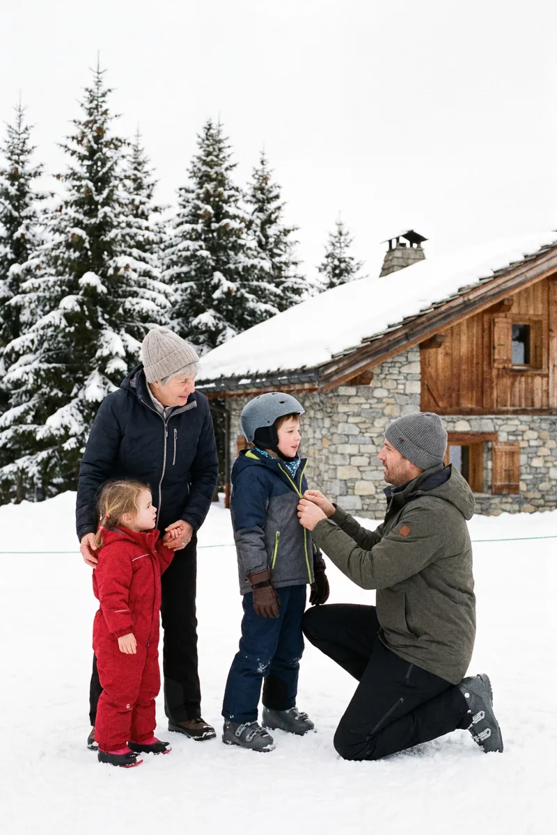Family portrait on a ski holiday